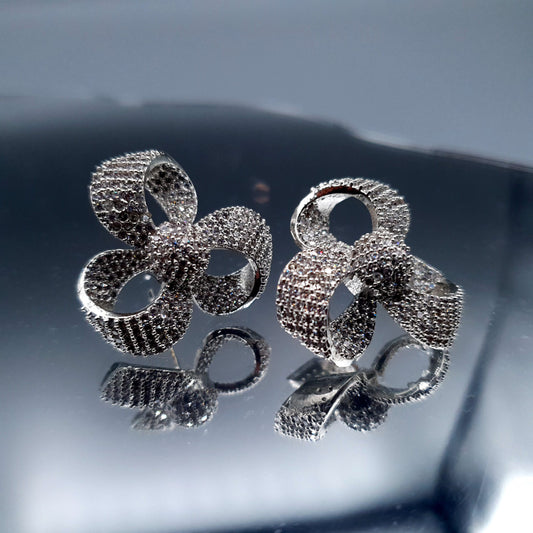 FLOWER STYLE SILVER WITH STONES (PARTY WEAR) image 0