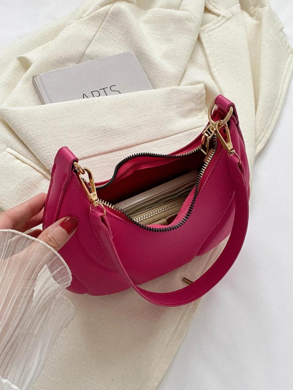 ALL MATCH TEXTURED EMBOSSED FASHION SOLID COLOR CRESCENT BAG image 22