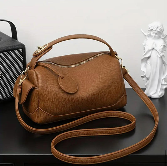 Minimalist Solid Color Boston Detachable Adjustable Shoulder Strap, Zipper Closure Bag with Multi-Pocket Design image 0