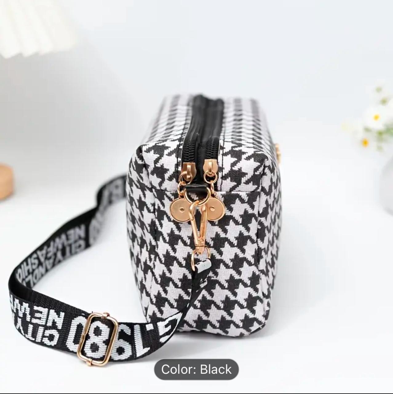 Lightweight Luxury, Chic Houndstooth Crossbody Bag image 5