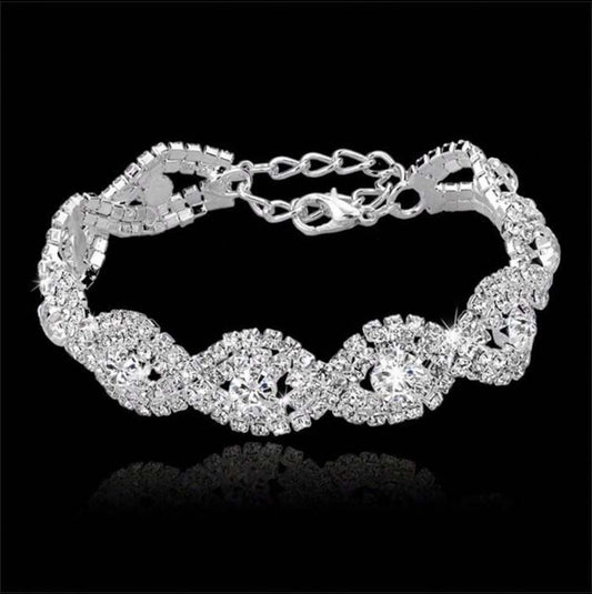 Elegant Luxury Austrian Crystal Infinity Rhinestone Bracelet image 0