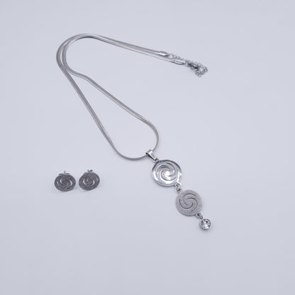 Elevate your look with this timeless spiral elegance Stainless Steel Neckace Set. image 2