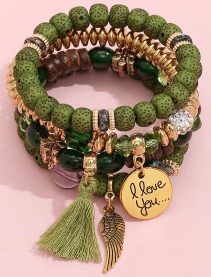 Bohemian Style Multilayer Beaded Elastic Bracelet image 0