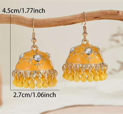Luxury Jhumka Style Bell Tassel with Synthetic Cubic Zirconia, Boho Indian-Inspired Fashion Dangle Jhumka image 2