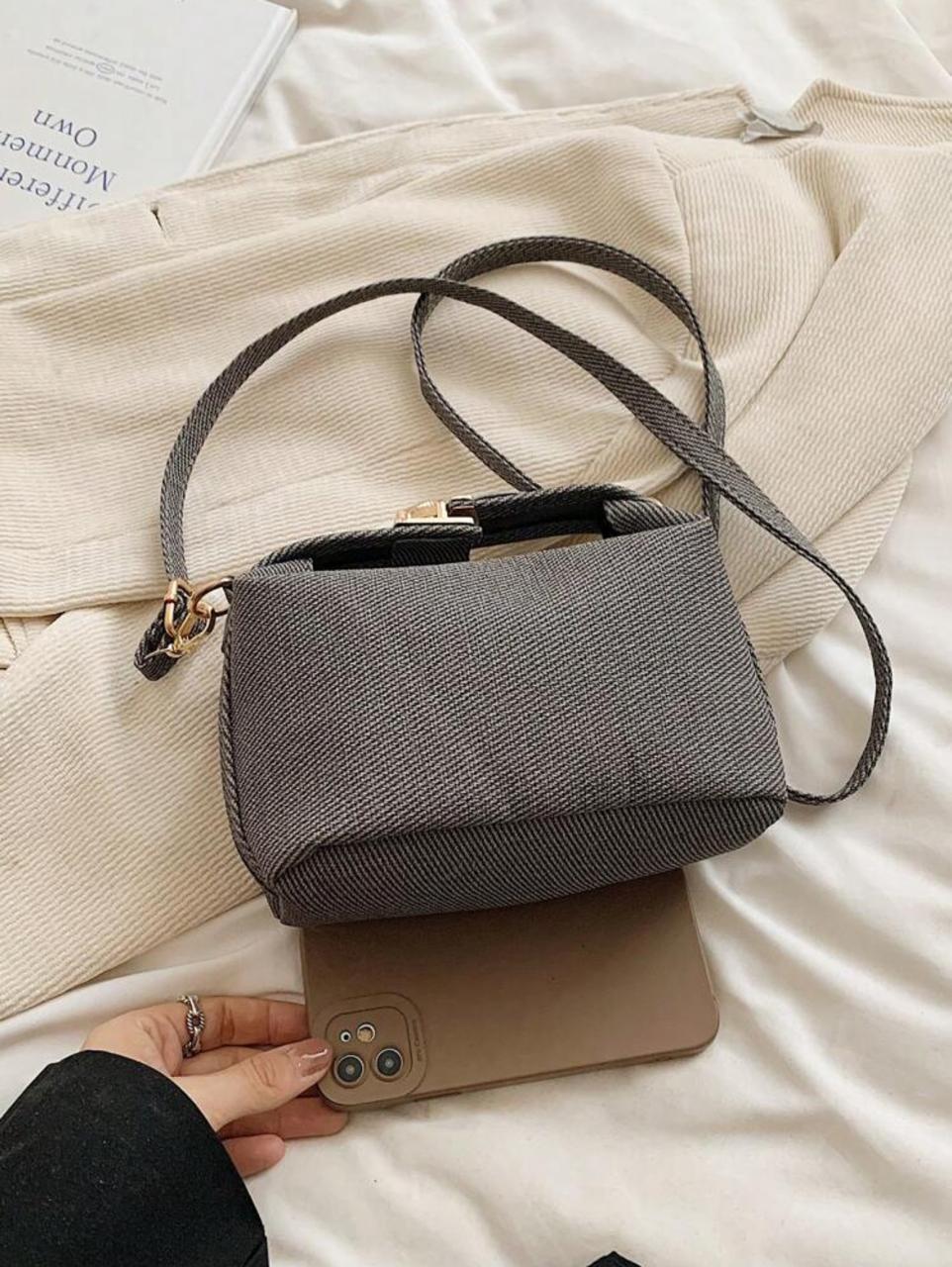 Mini Striped Print Box-Shaped Leather Adjustable Strap Crossbody Bag image 6