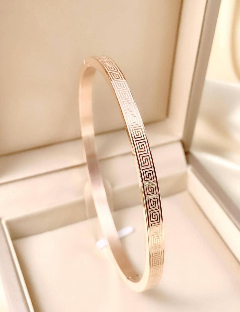 Textured Detail Bangle Material: Stainless Steel - Shiny Silver image