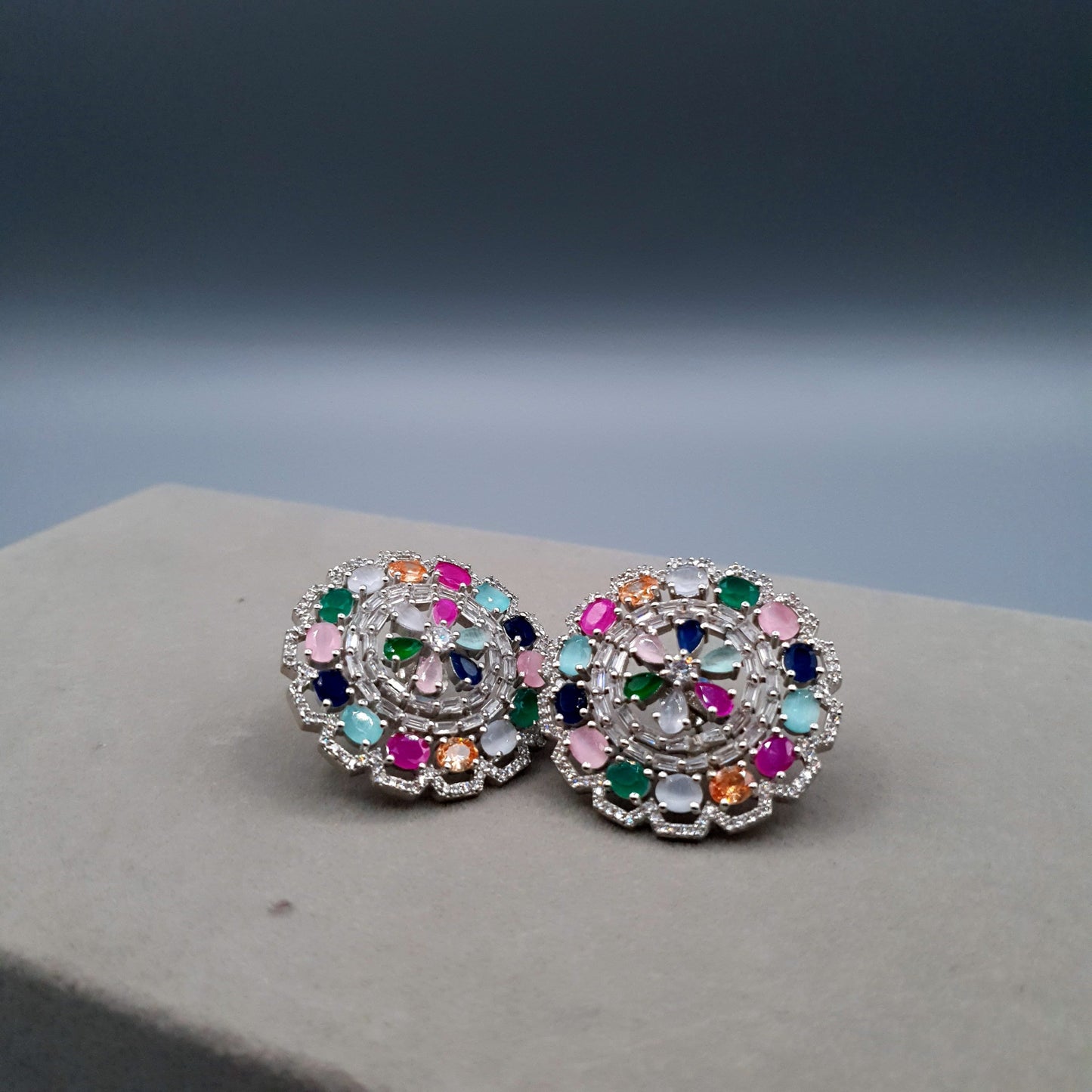 WHEEL STYLE PARTY WEAR-(MULTI COLOUR &amp; GOLDEN SILVER) image 11