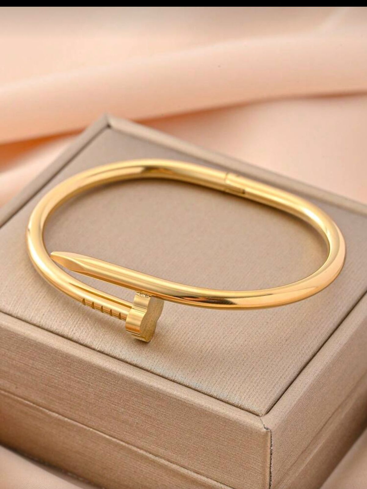 Golden Nail-Inspired Stainless Steel Designer Bracelet image 0