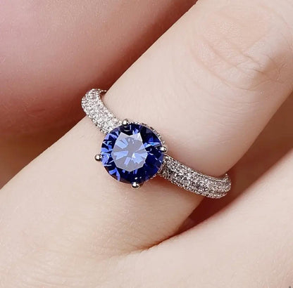 Gorgeous Fashion Tanzanite White Zirconia Silvery Ring image 3