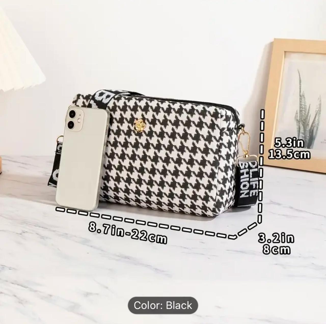 Lightweight Luxury, Chic Houndstooth Crossbody Bag image 1