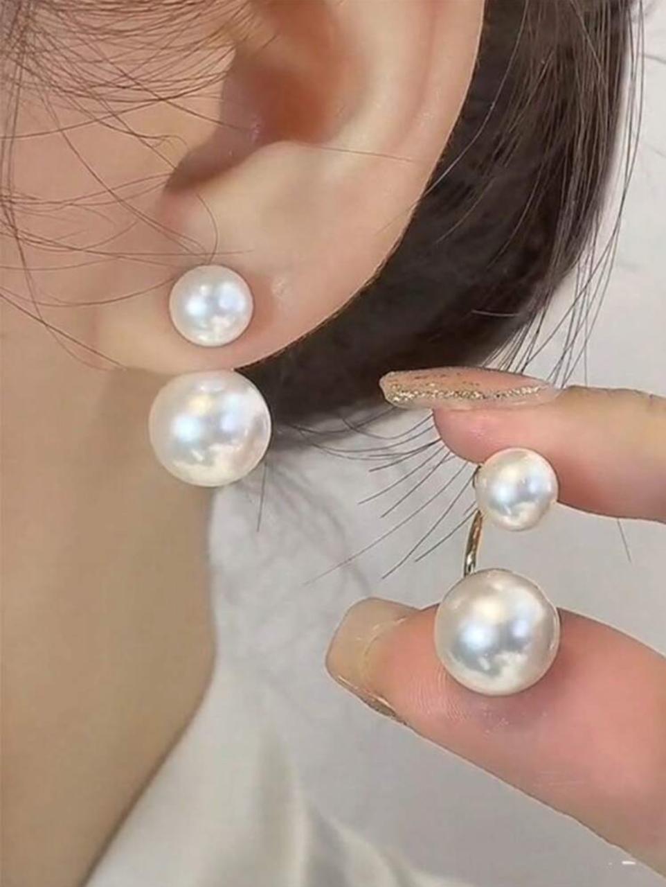 French Luxurious Pearl Stud Earrings image 5