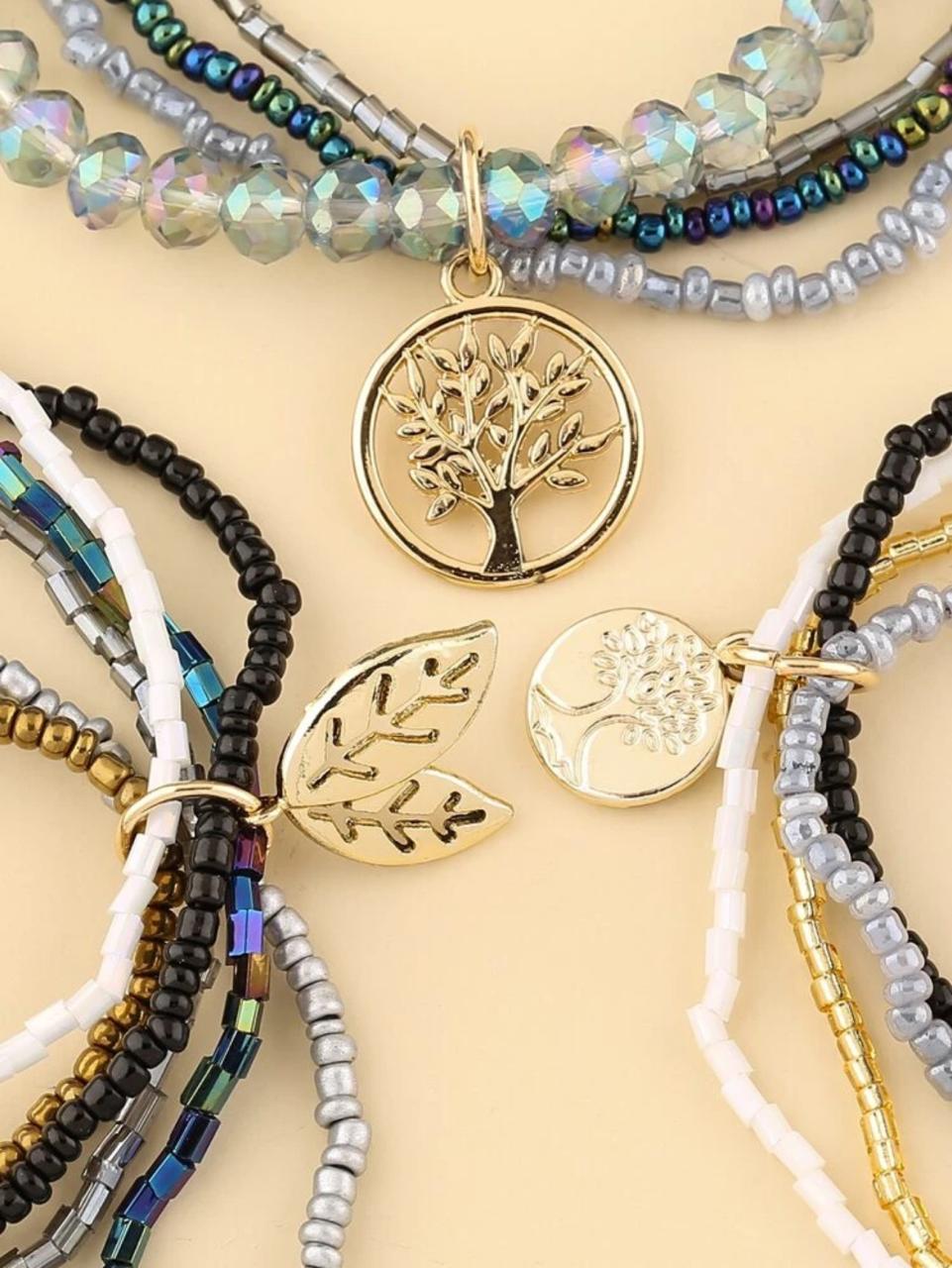 3 Pieces Tree Decor Layered Beaded Bracelet image 7
