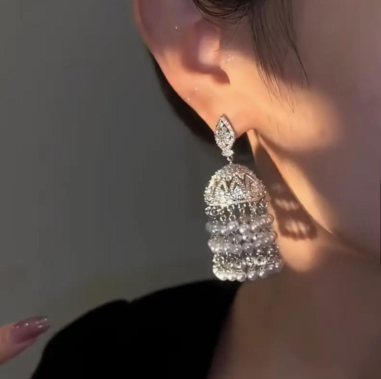 A Pair Of Dazzling Tassel, Imitating Pearls image 2