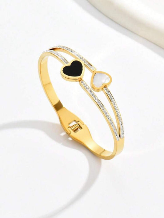 STYLISH BLACK & WHITE HEART BRACELET image 1