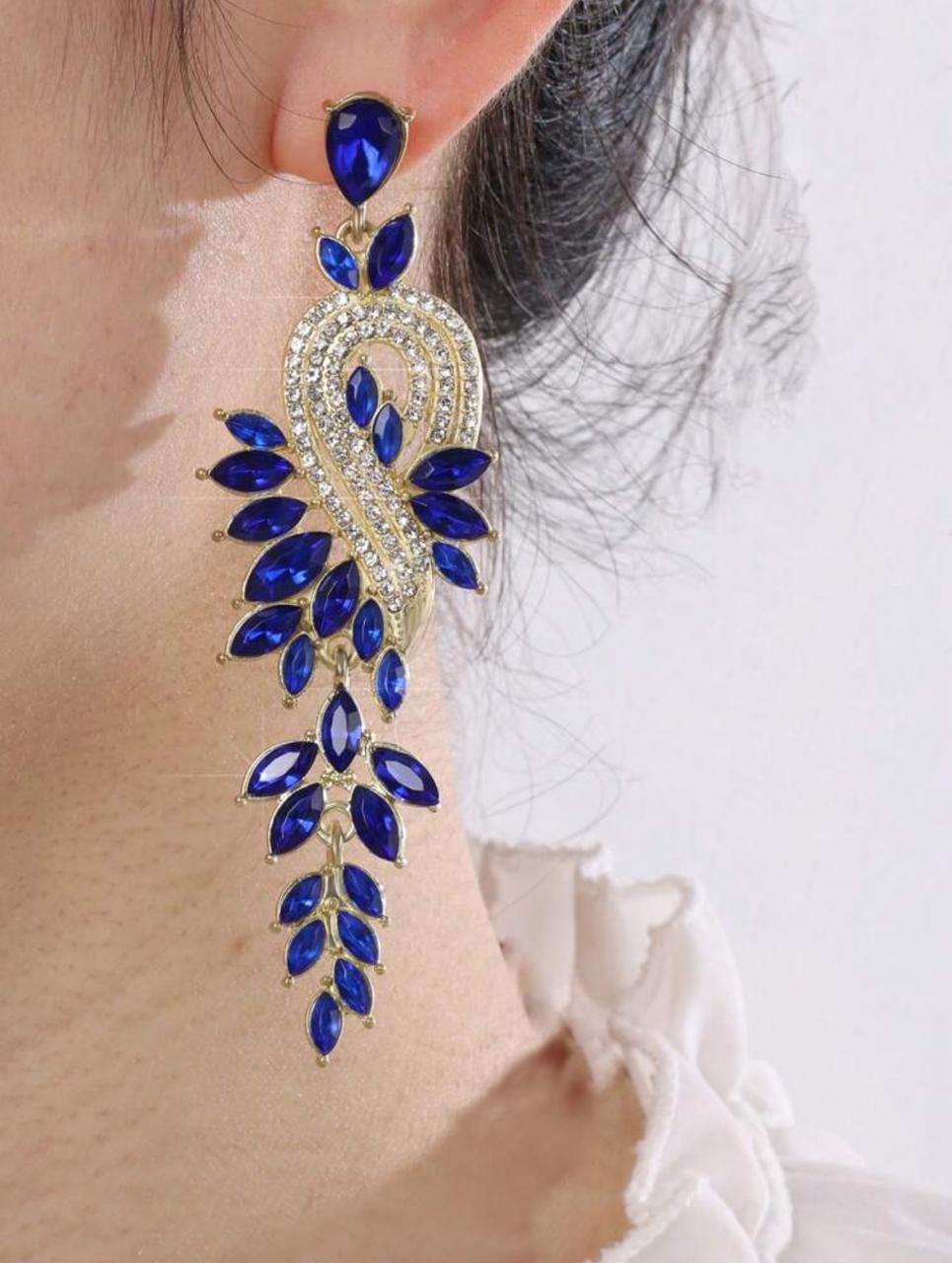 GLAMOROUS ZINC ALLOY RHINESTONE - ROYAL BLUE image