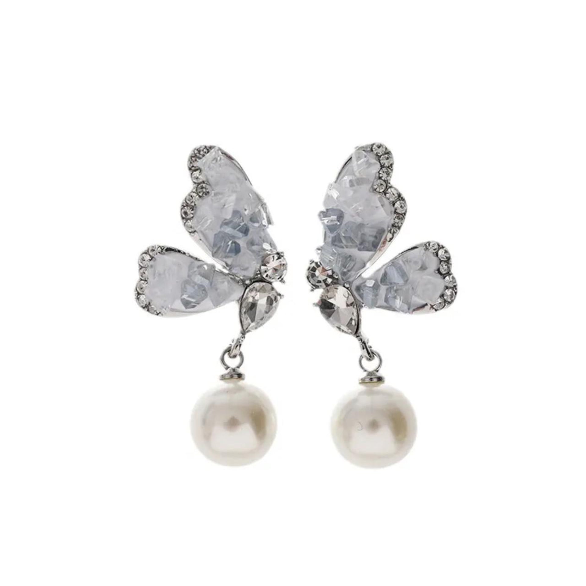 CRYSTEL BUTTERFLY DROP EAR RING image 0