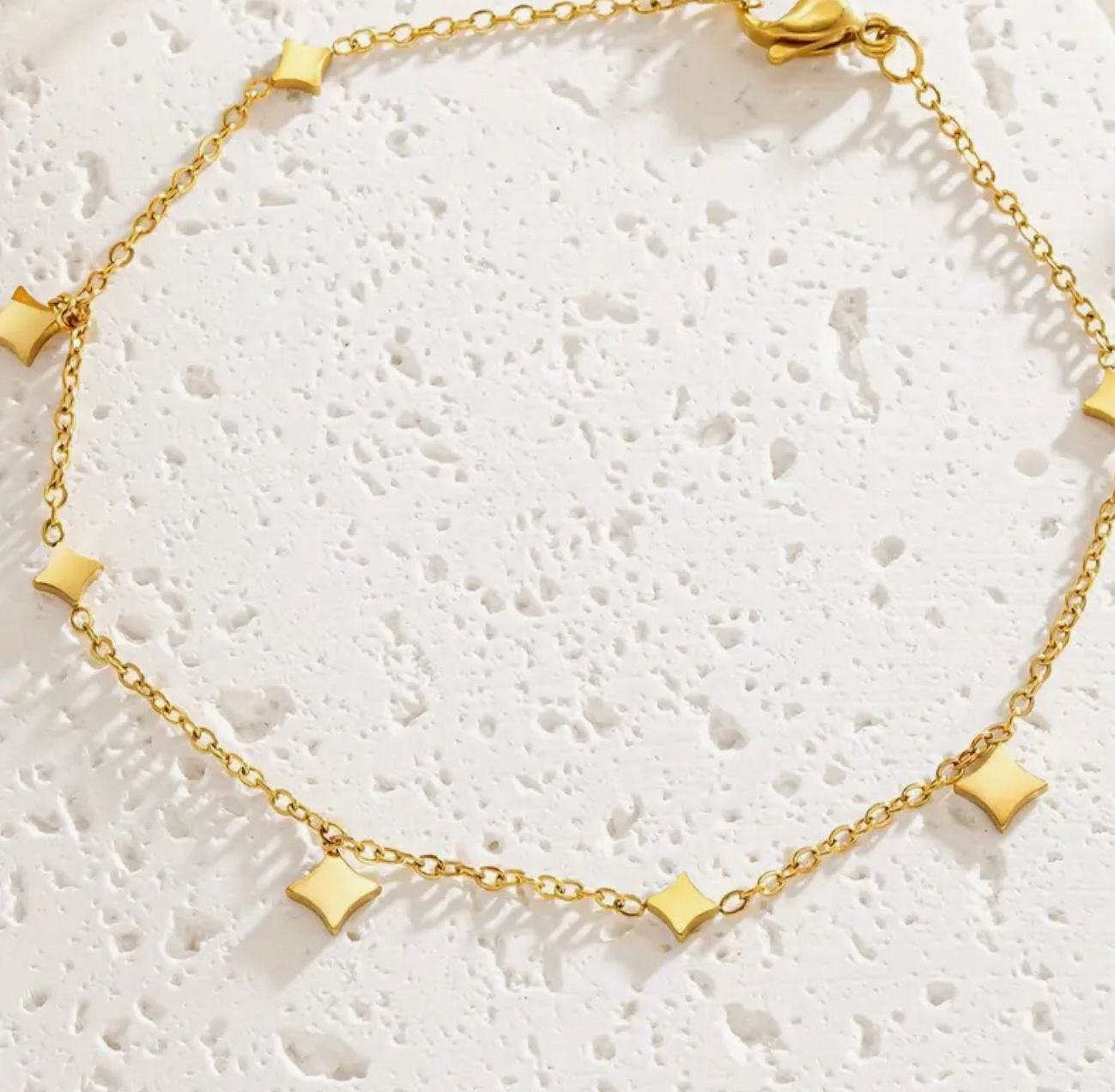 18K Golden Plated Stainless Steel, Star Charm Ankle Bracelet for Women image 3