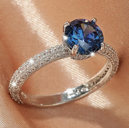 Gorgeous Fashion Tanzanite White Zirconia Silvery Ring image 2