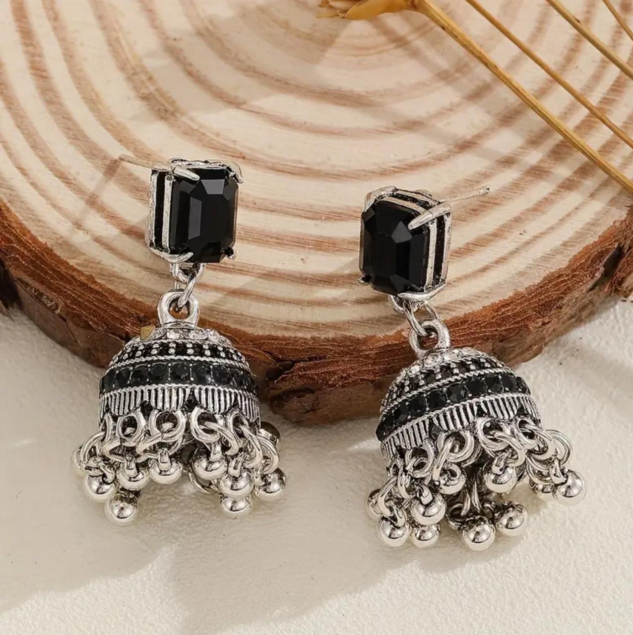 JHUMKAI	Boho Jhumka, Color Block Bead Tassel Dangle with Zinc Alloy Ear Needle, Suitable for Daily, Party, Wedding and Party Wear image 1
