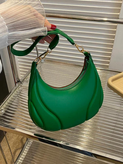 ALL MATCH TEXTURED EMBOSSED FASHION SOLID COLOR CRESCENT BAG image 15