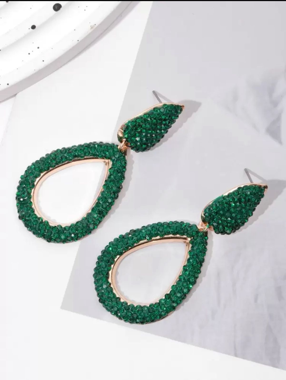 Sparkling Geometric Water Drop Shape Zirconia Studded Luxury Party Earrings image 2