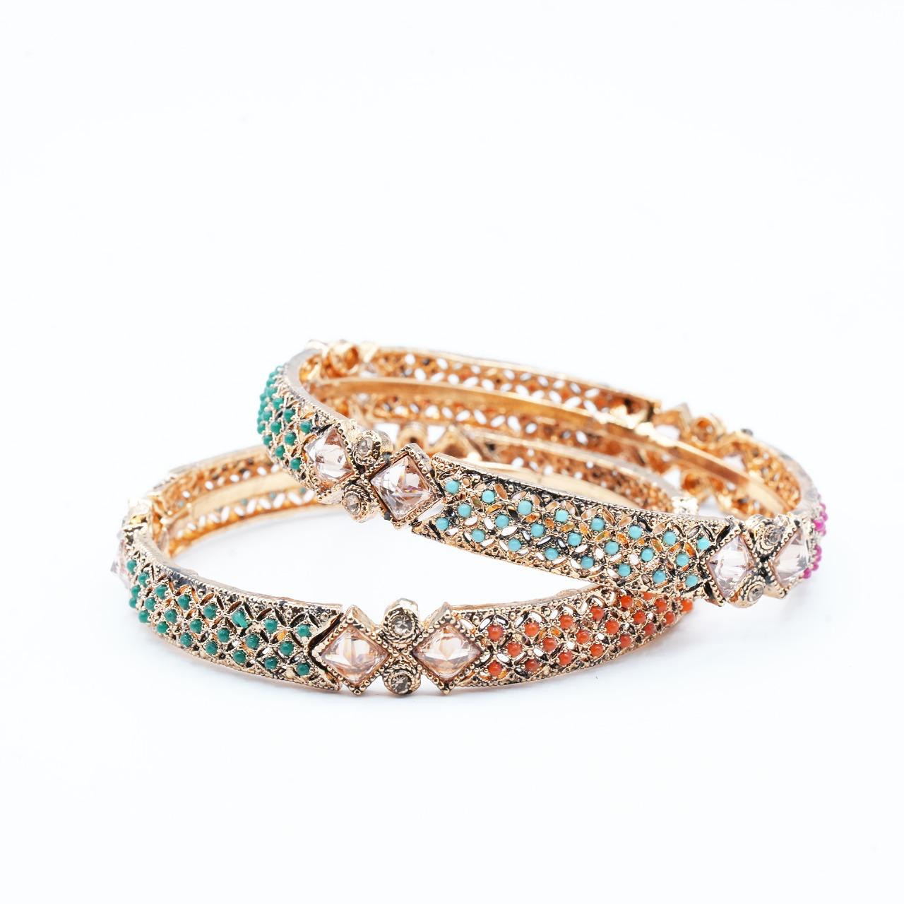 A vibrant multicolour kara that beautifully blends tradition with a splash of modern elegance - Size 2.6 image