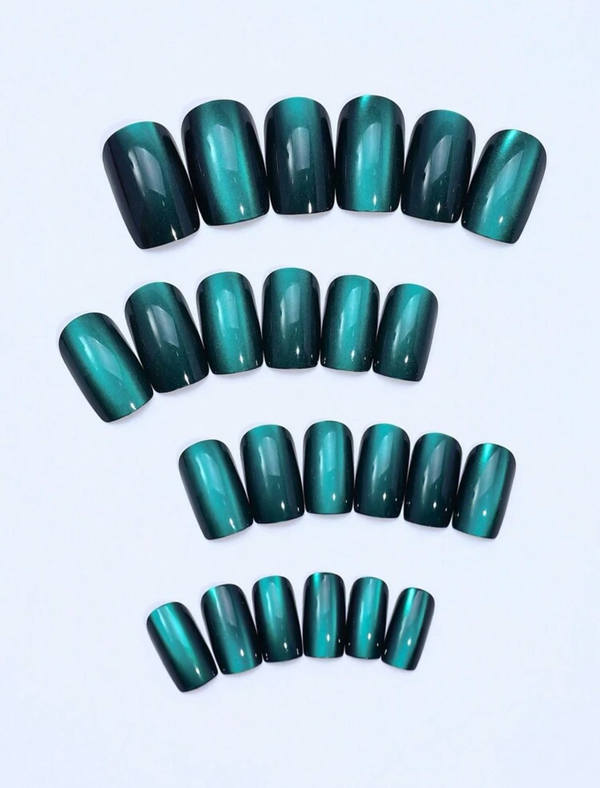 24pcs Square Green Cat Eye Reusable False Nails image 2