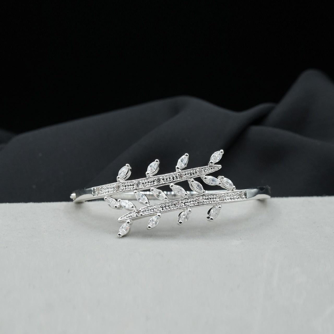 A stunning leaf-inspired pattern fency bracelet, featuring delicate branches adorned with shimmering stones image 2