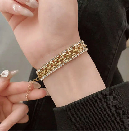 Elegant Luxury Square Cuff Bracelet with Rhinestone Accents & Alloy Chain Design for Parties, Weddings & Formal Events image 8