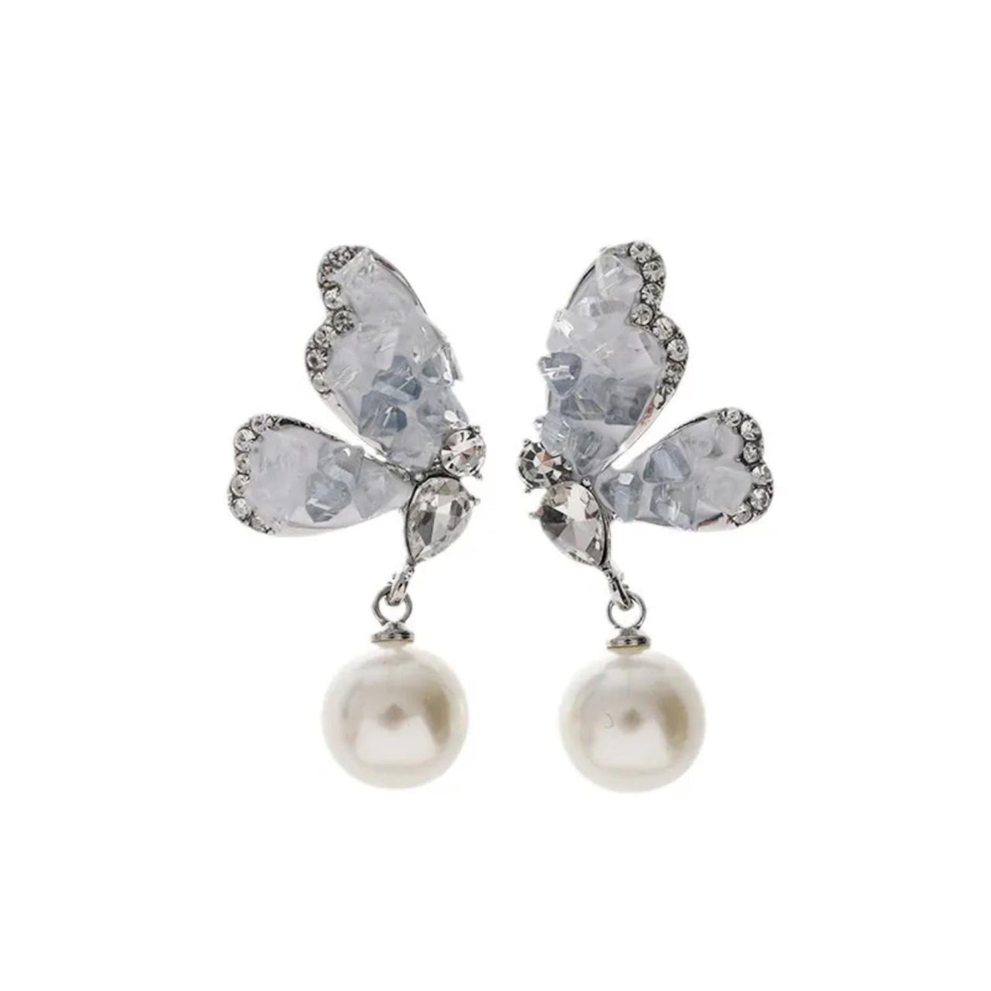 CRYSTEL BUTTERFLY DROP EAR RING image 2