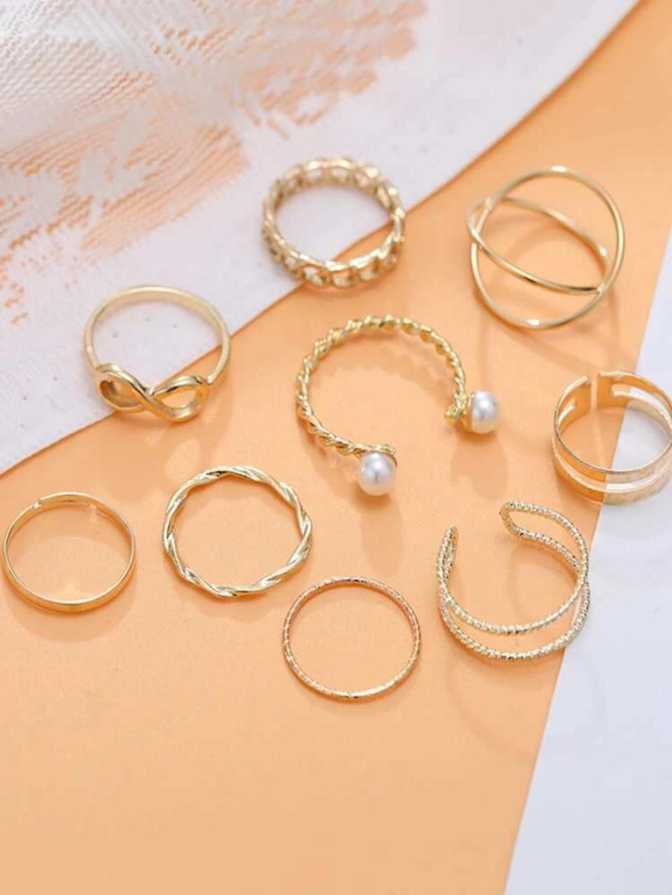 9pcs Faux Pearl Decor Ring image 2