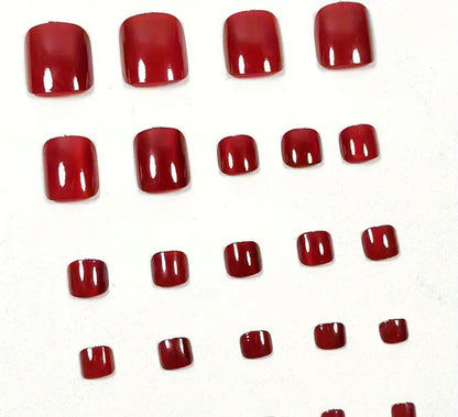 24pcs Handmade Light Relax Big Red Crystal Cat Eye Toe Nail image 1