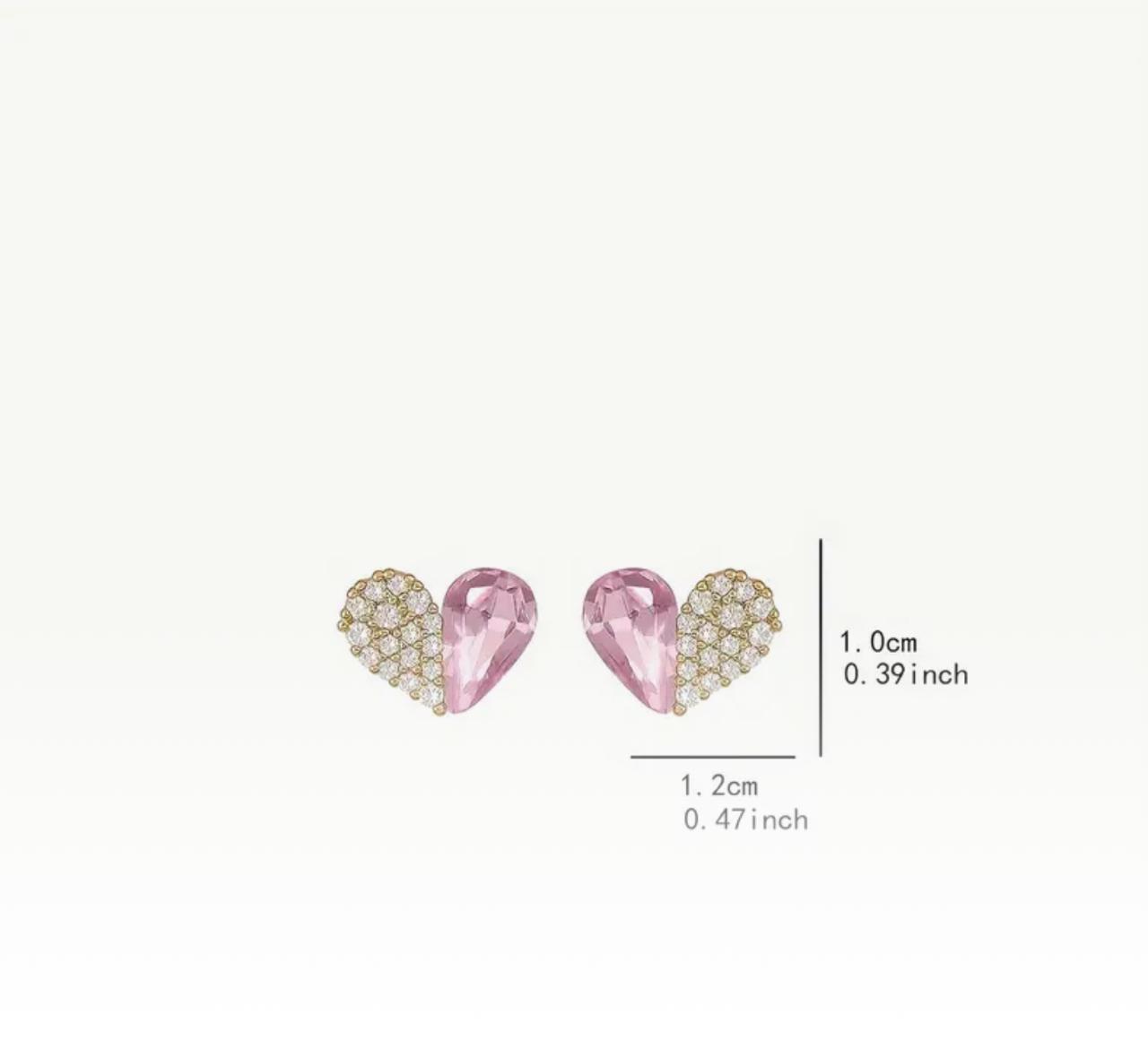 Small and Exquisite Pink Love Temperament Zirconia Earrings image 2