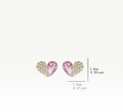 Small and Exquisite Pink Love Temperament Zirconia Earrings image 2