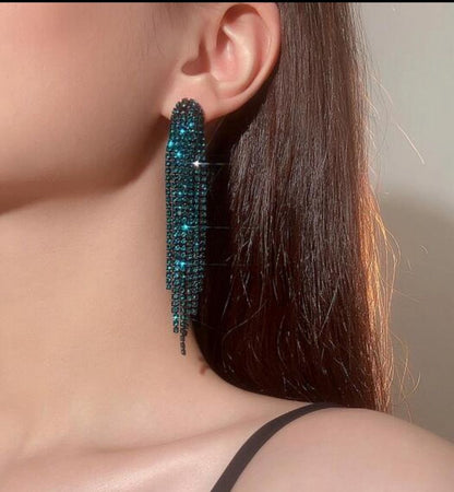 Fashion Long Tassel Rainbow Color Crystal Earring image 0