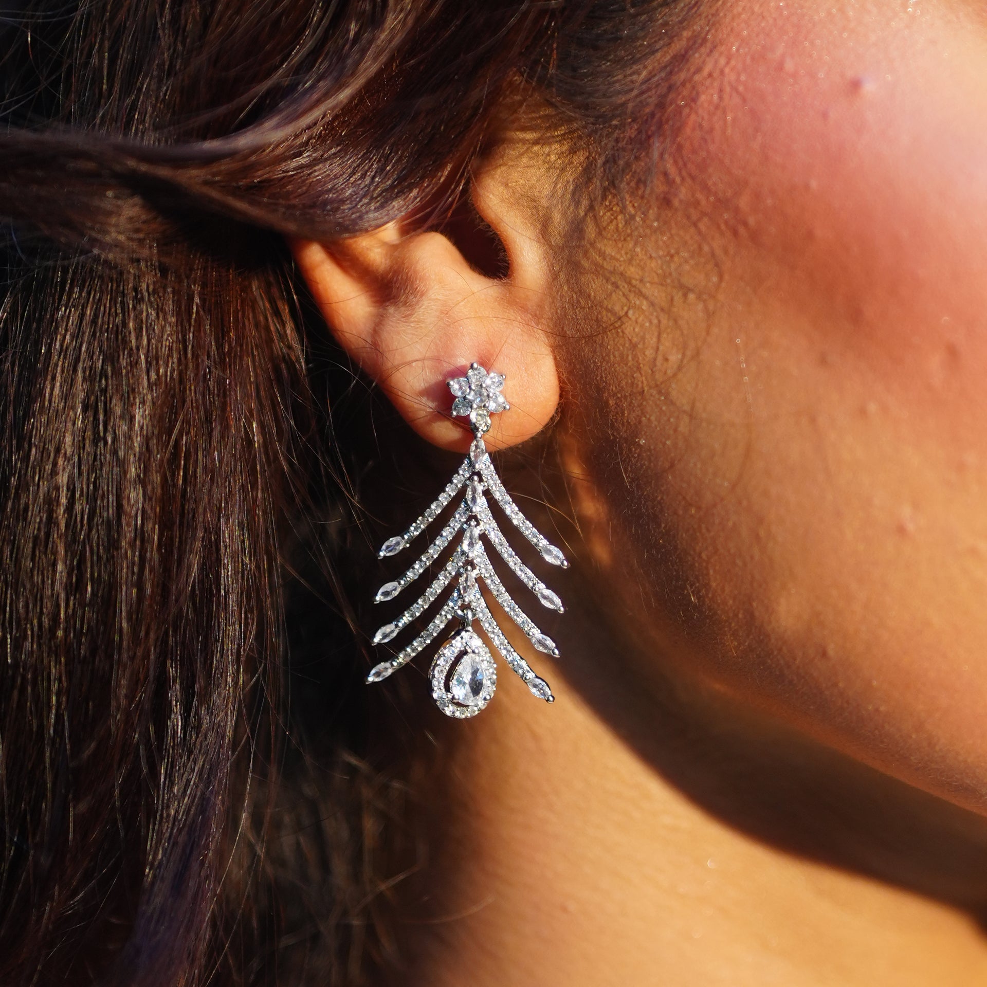 BRIDEL & PARTY WEAR SILVER NEKLACE SET (NEKLACE & EAR RINGS) image 2