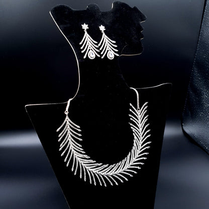 BRIDEL & PARTY WEAR SILVER NEKLACE SET (NEKLACE & EAR RINGS) image 4