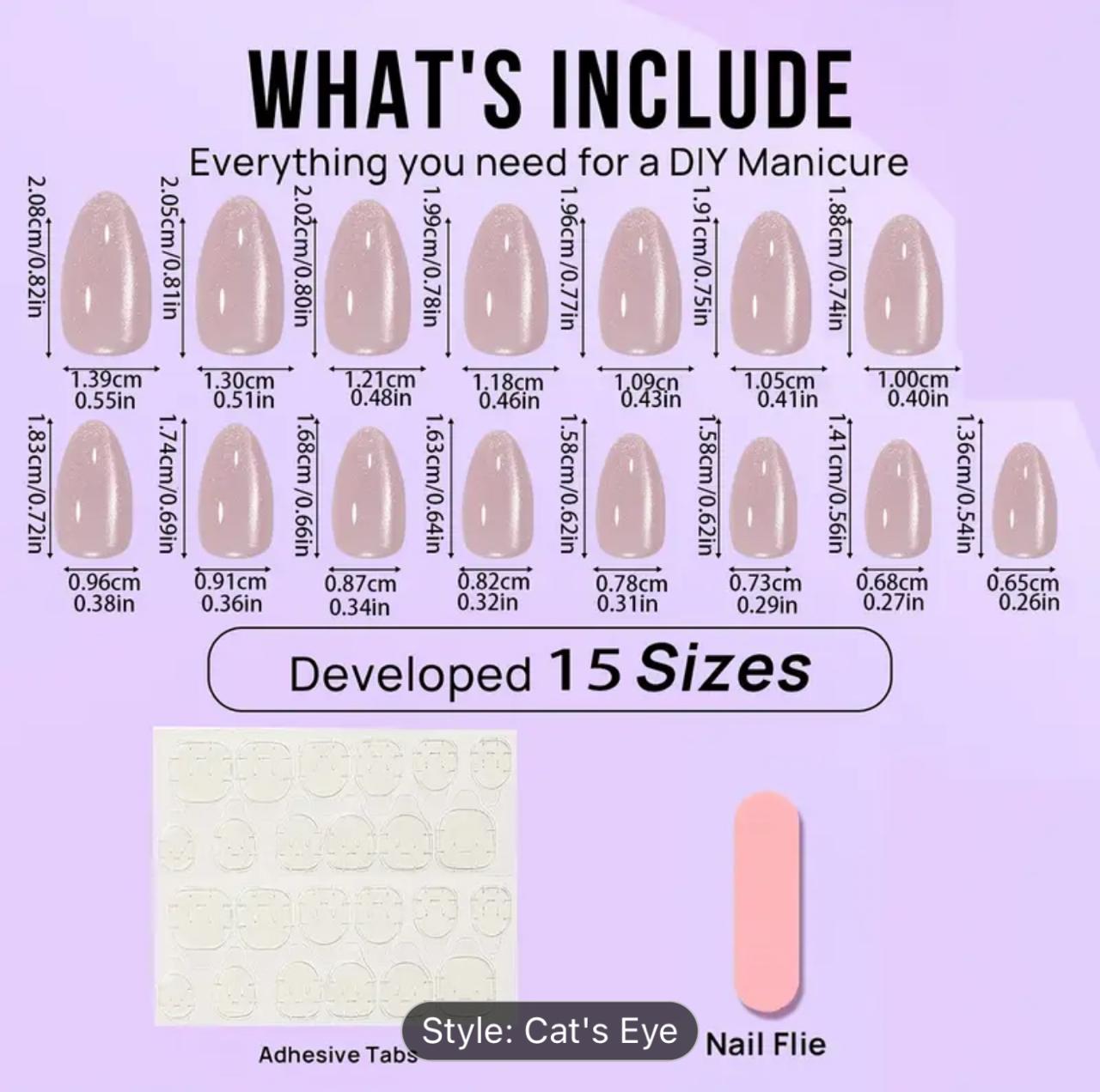 Almond Cat Eye False Nail Set, Soft Gel False Nails image 3