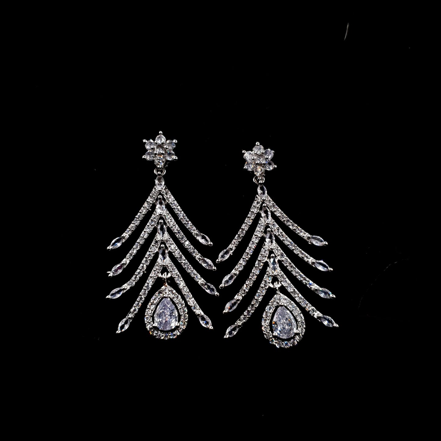 BRIDEL & PARTY WEAR SILVER NEKLACE SET (NEKLACE & EAR RINGS) image 8