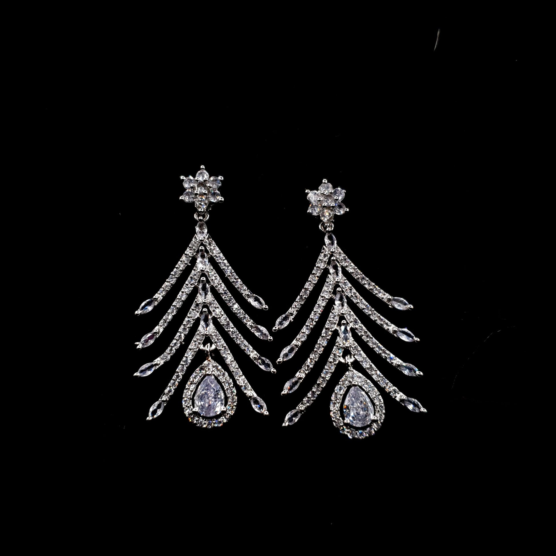 BRIDEL & PARTY WEAR SILVER NEKLACE SET (NEKLACE & EAR RINGS) image 8