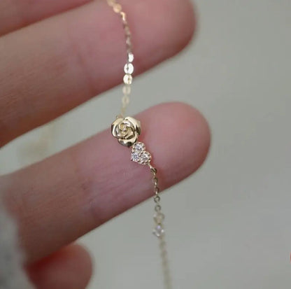 Elegant Simple Rose Pendant Bracelet, Titanium Steel, with Synthetic Zirconia, for Daily Wear & Gift-Giving image 5