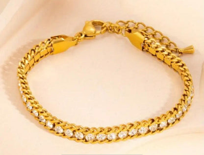 18K Golden Plated Stainless Steel Bracelet - Classic Style, Versatile 3-Layer Design for Daily Wear image 1