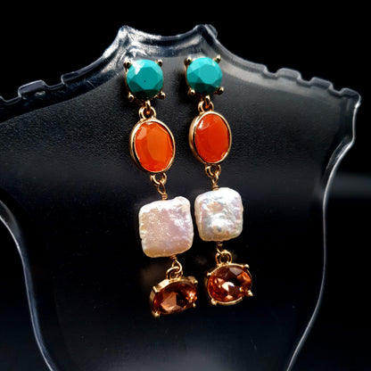 MULTI COLOR EAR DROP STONES image 0