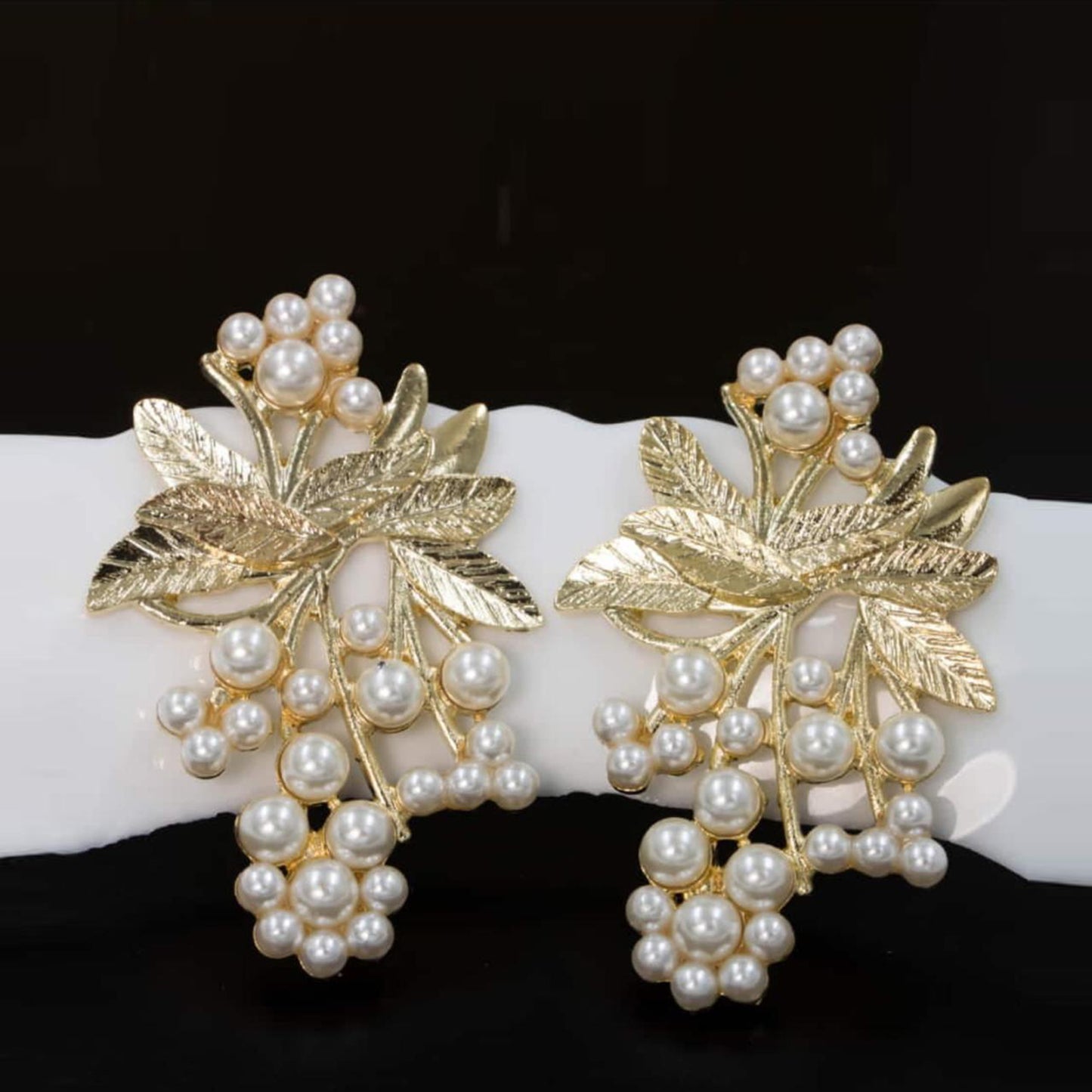 LEAF & PEARL STUDS image 1