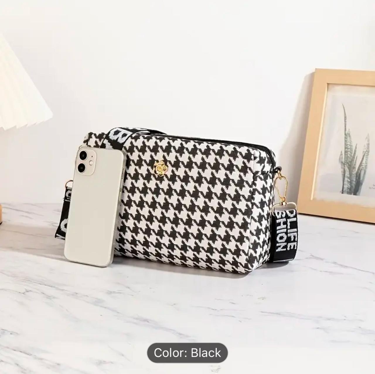 Lightweight Luxury, Chic Houndstooth Crossbody Bag image 2