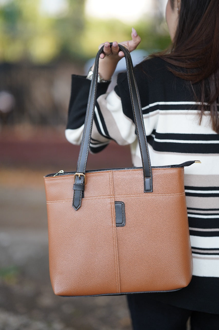 Make a statement with this stylish and sophisticated handbag, premium quality, textured material in a striking multicolor combination image 2