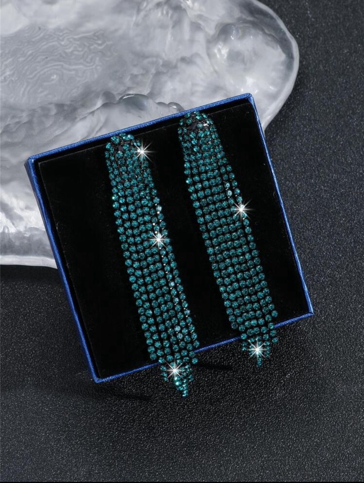 Fashion Long Tassel Rainbow Color Crystal Earring image 2