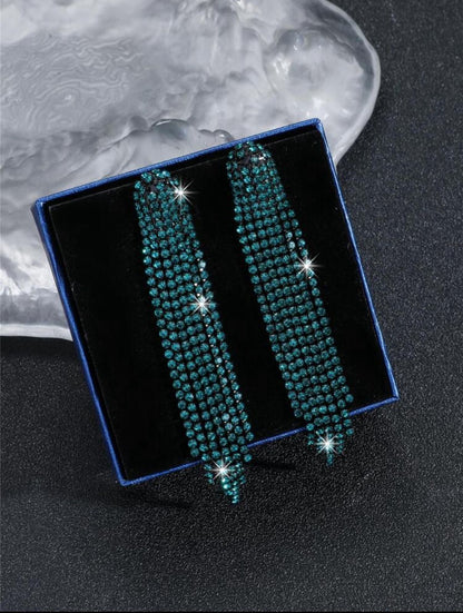 Fashion Long Tassel Rainbow Color Crystal Earring image 2