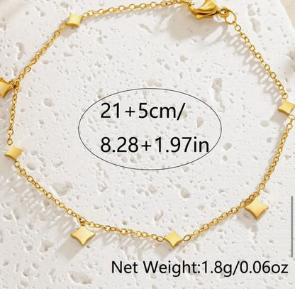 18K Golden Plated Stainless Steel, Star Charm Ankle Bracelet for Women image 2