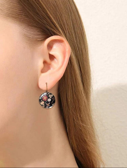 Floral Print Round Decor Earrings image 4